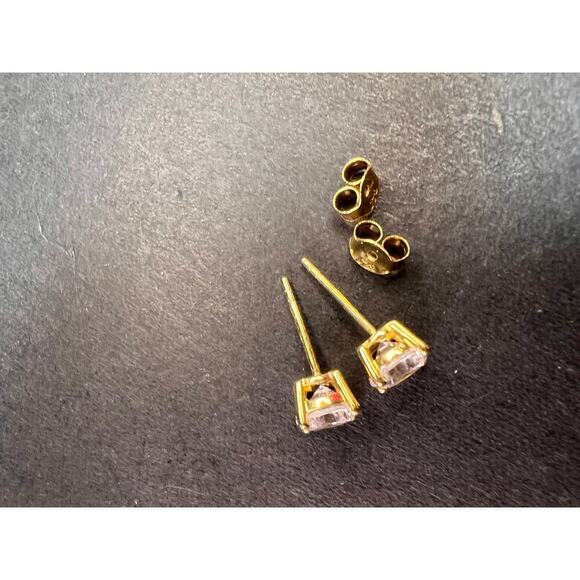 5.5mm CZ stud earrings in gold over sterling silver - Picture 8 of 13